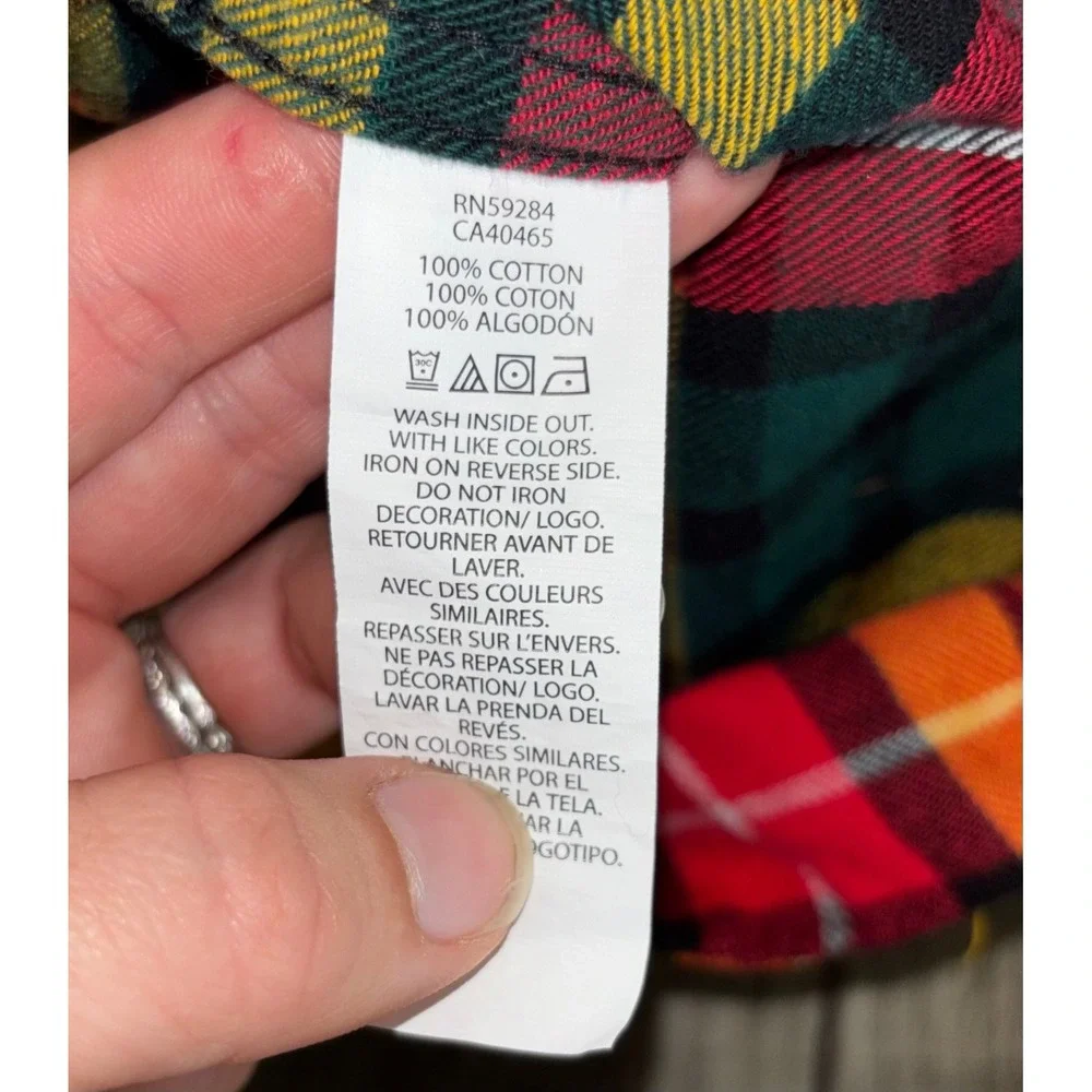 The Children's Place Boys Plaid Flannel Shirt Red Yellow Green Size 7/8 M